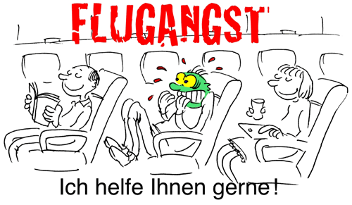 Flugangst, Cartoon, copyright Charles Yamine